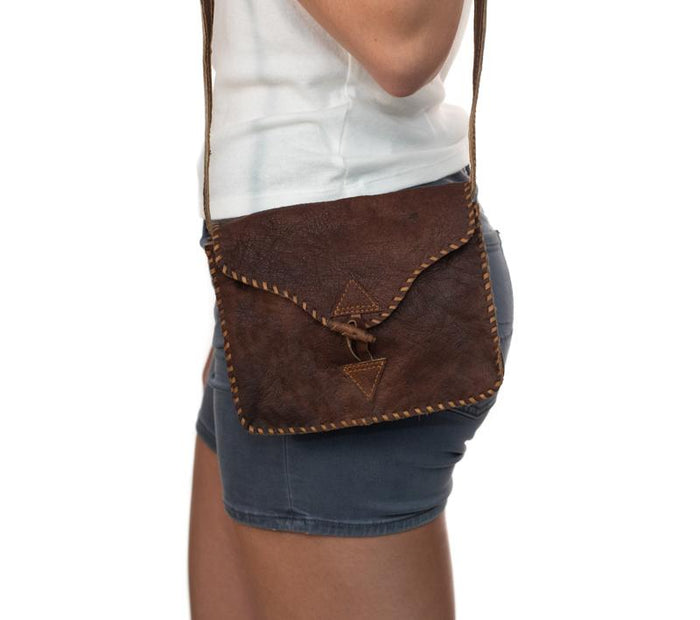 Water Buffalo Leather Small Bag - Black Stitch