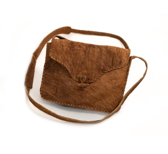 Water Buffalo Leather Small Bag - Brown Stitch