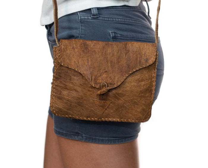Water Buffalo Leather Small Bag - Brown Stitch