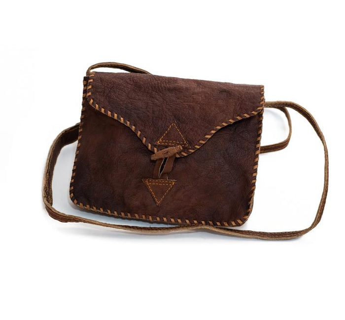 Water Buffalo Leather Small Bag - Brown Stitch