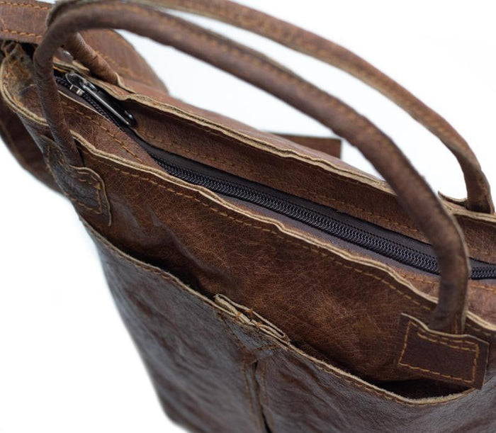 Water Buffalo Leather Tall Purse