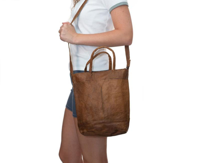 Water Buffalo Leather Tall Purse