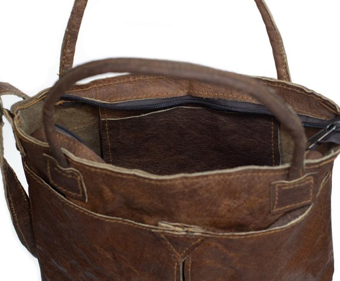 Water Buffalo Leather Tall Purse