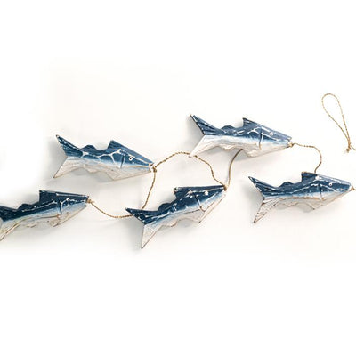 Weathered Blue and White Funky Fish Mobile from Turkey