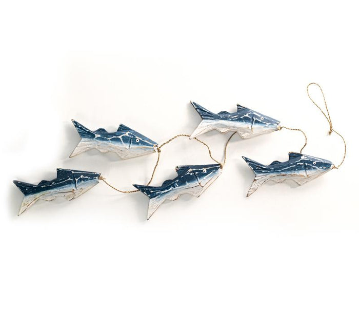 Weathered Blue and White Funky Fish Mobile from Turkey