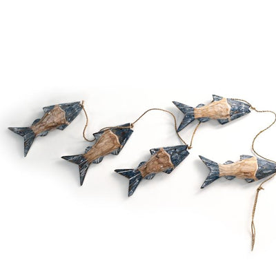 Weathered Natural and Blue Funky Fish Mobile from Turkey