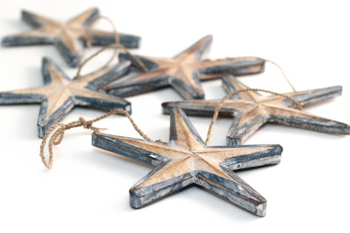 Weathered Wood with Blue 5-Star Mobile from Turkey